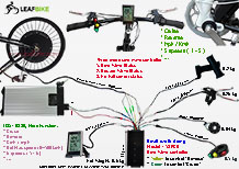 20 inch 48V 52V 1500W rear hub motor electric bike conversion kit wire diagram