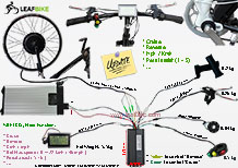 700c 48V 1500W front hub motor electric bike conversion kit wire diagram