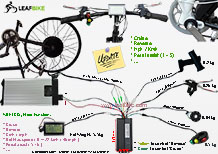 29 inch 48V 1500W rear hub motor electric bike conversion kit wire diagram